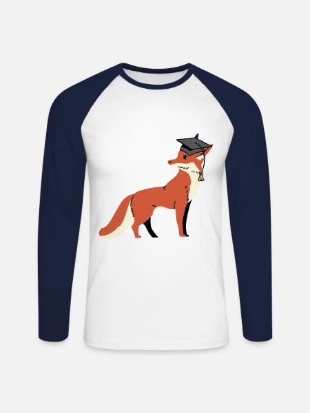 Fuchs Weisheit klug Gelehrter lernen Weise - Unisex Baseballshirt langarm - Weiß/Navy