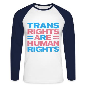 Trans Rights Are Human Rights Gay Rainbow Lgbtq Qu - Unisex Baseballshirt langarm - Weiß/Navy - Vorne - Nik (191cm)