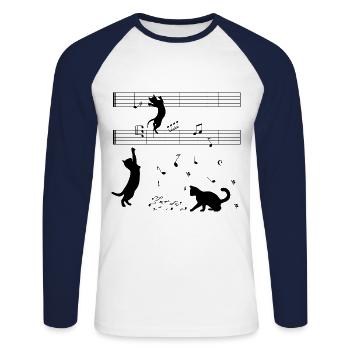 Cat Graphic Cat Owner Cat Trainer Cat Lover Animal - Unisex Baseballshirt langarm - Weiß/Navy - Vorne - Nik (191cm)