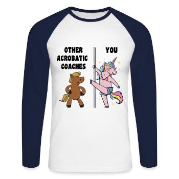 Other Acrobatic Coaches You Acrobat Gymastics Gymn - Unisex Baseballshirt langarm - Weiß/Navy - Vorne - Nik (191cm)