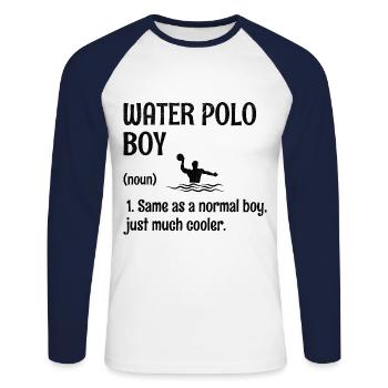 Wasserball-Junge Wie Ein Normaler Junge, Nur Viel Cool - Unisex Baseballshirt langarm - Weiß/Navy - Vorne - Nik (191cm)