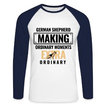 German Shepherds Making Ordinary Moments Extra Ord - Unisex Long Sleeve Baseball T-Shirt - white/navy - Front - Nik (191cm)