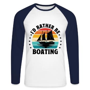I'd Rather Be Boating Paddle Boat - Unisex Long Sleeve Baseball T-Shirt - white/navy - Front - Nik (191cm)