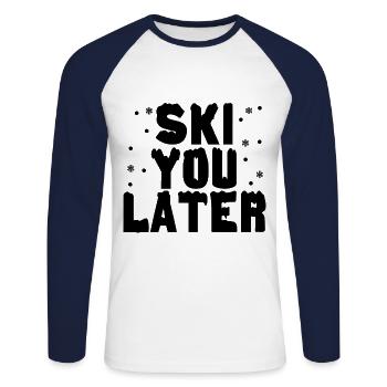 Cadeau de Ski You Later - T-shirt baseball manches longues Homme - blanc/marine - Devant - Nik (191cm)