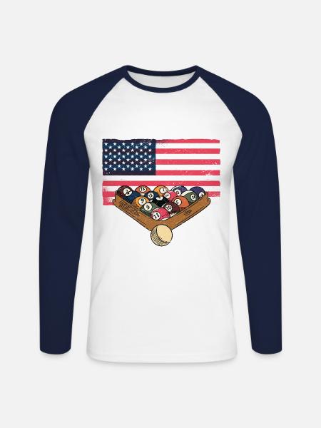 Billard - T-shirt baseball manches longues Homme - blanc/marine