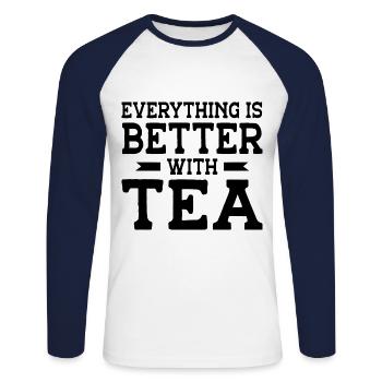 Everything Is Better With Tea Tea Lover Tea Drinke - Unisex Baseballshirt langarm - Weiß/Navy - Vorne - Nik (191cm)