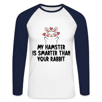 My Hamster Is Smarter Than Your Rabbit Hamster Lov - Unisex Baseballshirt langarm - Weiß/Navy - Vorne - Nik (191cm)
