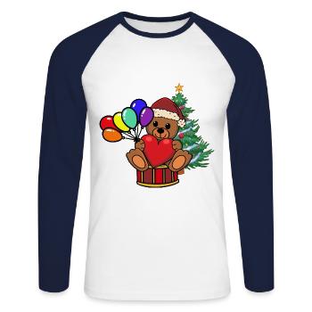LGBT Teddy Santa Santa Claus Bear - Unisex Long Sleeve Baseball T-Shirt - white/navy - Front - Nik (191cm)