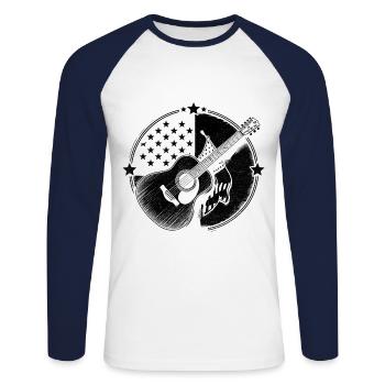 Drapeau américain Country Music Song Lover USA Patriot - T-shirt baseball manches longues Homme - blanc/marine - Devant - Nik (191cm)