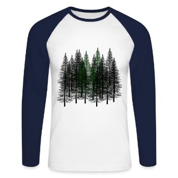 Fir Autumn October Winter Nature Wilderness Environment - Unisex Long Sleeve Baseball T-Shirt - white/navy - Front - Nik (191cm)
