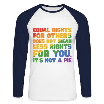 Equal Rights For Others Does Not Mean Less Rights - Unisex Baseballshirt langarm - Weiß/Navy - Vorne - Nik (191cm)