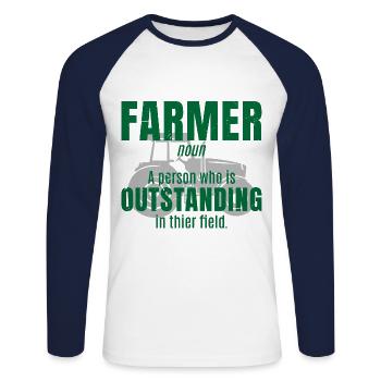 Farmer Definition Noun Farmer Agriculture Tractor - Unisex Baseballshirt langarm - Weiß/Navy - Vorne - Nik (191cm)
