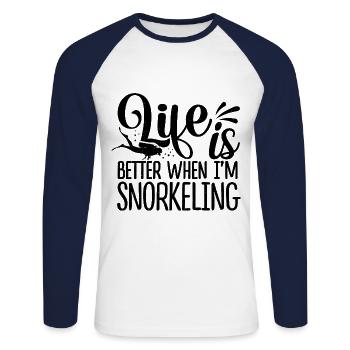 Life Is Better When I'm Snorkeling Scuba Diver Sno - Unisex Baseballshirt langarm - Weiß/Navy - Vorne - Nik (191cm)