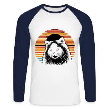 Retro Sunset Ragdoll Katze Ragdolls Liebhaber Besitzer Katzen - Unisex Baseballshirt langarm - Weiß/Navy - Vorne - Nik (191cm)