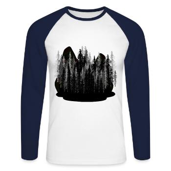 Dark Fantasy Natur Gruselig Wildnis Wald Karpaten - Unisex Baseballshirt langarm - Weiß/Navy - Vorne - Nik (191cm)