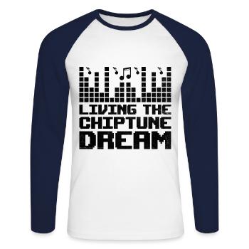Chiptune Music Lover Groove to the Bleeps and Bloo - Unisex Long Sleeve Baseball T-Shirt - white/navy - Front - Nik (191cm)