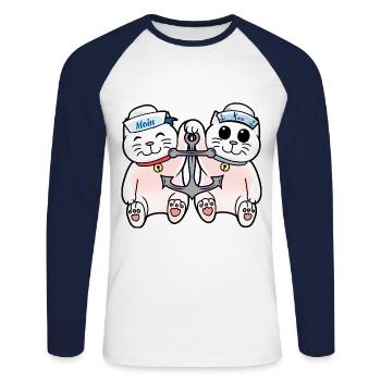 Chat des mers Chats Marins Enfants Enfant - T-shirt baseball manches longues Homme - blanc/marine - Devant - Nik (191cm)