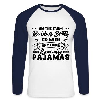 On The Farm Rubber Boots Go With Anything Especial - Unisex Baseballshirt langarm - Weiß/Navy - Vorne - Nik (191cm)