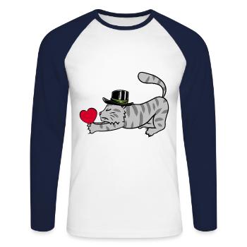 Heart Cat Cat Warm Love Pet Romance - Unisex Long Sleeve Baseball T-Shirt - white/navy - Front - Nik (191cm)