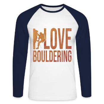 I Love Bouldering Rock Boulder Rock Climber Climbi - Unisex Baseballshirt langarm - Weiß/Navy - Vorne - Nik (191cm)