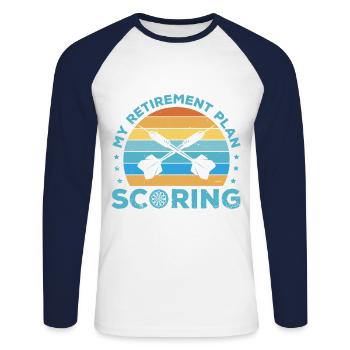 My Retirement Plan Scoring Dart Player Darting Tri - Unisex Long Sleeve Baseball T-Shirt - white/navy - Front - Nik (191cm)