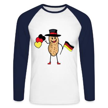 Peanut German German Nut Germany Flag - Unisex Long Sleeve Baseball T-Shirt - white/navy - Front - Nik (191cm)