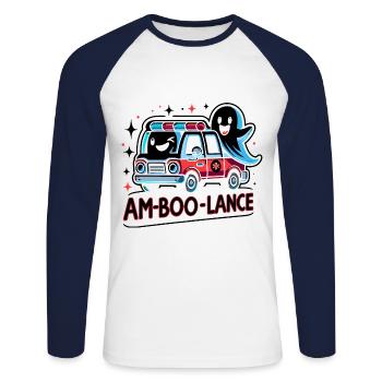 Am-Boo-Lance Krankenwagenfahrer Rettungssanitäter EMS Hallo - Unisex Baseballshirt langarm - Weiß/Navy - Vorne - Nik (191cm)