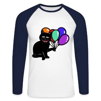 Halloween Chat Chats Chat - T-shirt baseball manches longues Homme - blanc/marine - Devant - Nik (191cm)