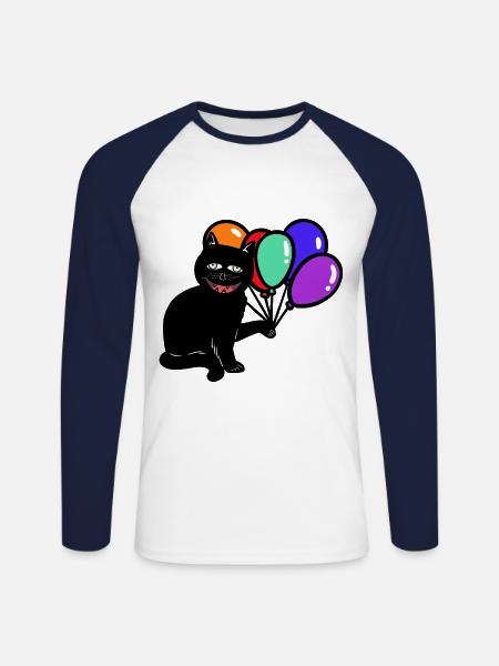 Halloween Chat Chats Chat - T-shirt baseball manches longues Homme - blanc/marine
