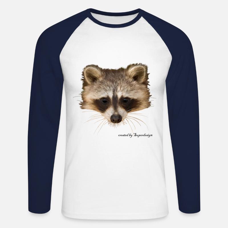 Waschbär - Unisex Baseballshirt langarm - Weiß/Navy