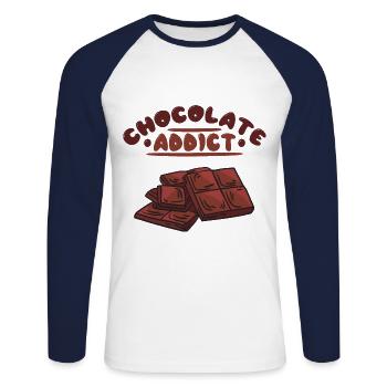 Schokolade Schoko Naschkatze Süßigkeit Schokotafel - Unisex Baseballshirt langarm - Weiß/Navy - Vorne - Nik (191cm)