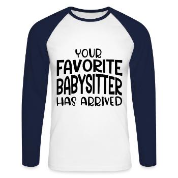 Your Favorite Babysitter Has Arrived Daycare Provi - Unisex Baseballshirt langarm - Weiß/Navy - Vorne - Nik (191cm)