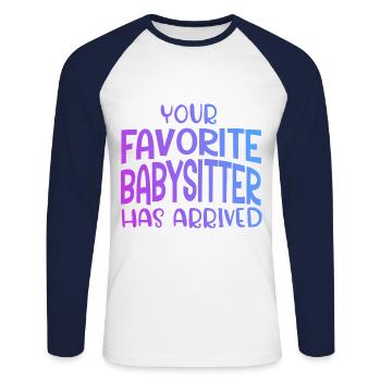 Your Favorite Babysitter Has Arrived Daycare Provi - Unisex Baseballshirt langarm - Weiß/Navy - Vorne - Nik (191cm)