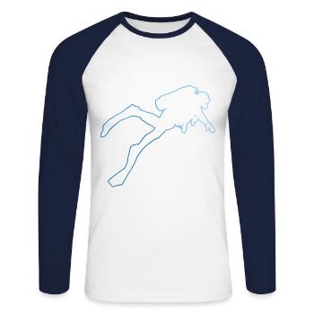 Scuba Diver Scuba Diver Diver Women - Unisex Long Sleeve Baseball T-Shirt - white/navy - Front - Nik (191cm)