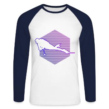 Diver Scuba Diver Diver Diving Free Dive - Unisex Long Sleeve Baseball T-Shirt - white/navy - Front - Nik (191cm)