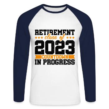 Retirement Class Of 2023 Countdown In Progress Pen - Unisex Baseballshirt langarm - Weiß/Navy - Vorne - Nik (191cm)