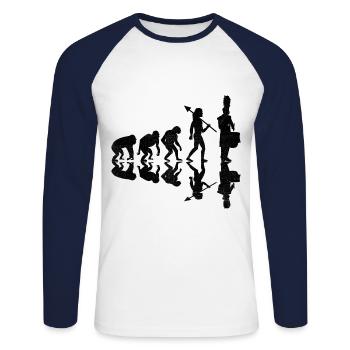 Drum Corps Evolution Marching Band Drum Music Perc - Unisex Baseballshirt langarm - Weiß/Navy - Vorne - Nik (191cm)