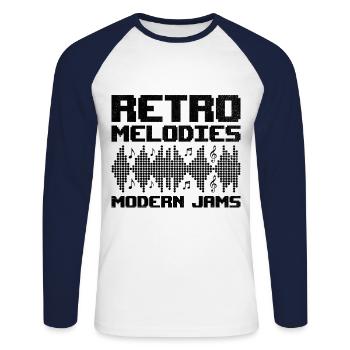 Chiptune Music Lover Groove to the Bleeps and Bloo - Unisex Long Sleeve Baseball T-Shirt - white/navy - Front - Nik (191cm)
