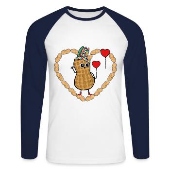 Peanut Heartfelt Birthday Gift Congratulate - Unisex Long Sleeve Baseball T-Shirt - white/navy - Front - Nik (191cm)