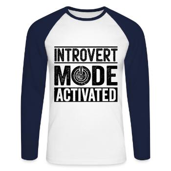 Dictons activés par le mode introverti pour les introvertis - T-shirt baseball manches longues Homme - blanc/marine - Devant - Nik (191cm)