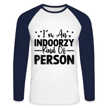 I'm An Indoorzy Kind Of Person Sayings For - Unisex Long Sleeve Baseball T-Shirt - white/navy - Front - Nik (191cm)