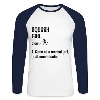 Squash Girl Squash Tennis Player Raquetball Sports - Unisex Long Sleeve Baseball T-Shirt - white/navy - Front - Nik (191cm)