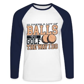 Funny Golf Golfer Golf Player Gift Idea - Unisex Long Sleeve Baseball T-Shirt - white/navy - Front - Nik (191cm)