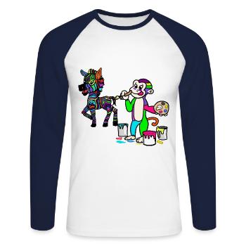 Child, Children, Toddler, Kindergarten, School Child - Unisex Long Sleeve Baseball T-Shirt - white/navy - Front - Nik (191cm)