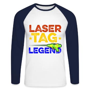 Most Valuable Lasertag Legend Lasergame Lasertag P - Unisex Baseballshirt langarm - Weiß/Navy - Vorne - Nik (191cm)