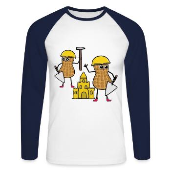 Craftsman Peanut Sandcastle Mason Build Builder - Unisex Long Sleeve Baseball T-Shirt - white/navy - Front - Nik (191cm)