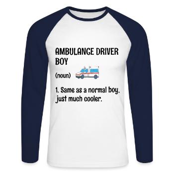 Krankenwagenfahrer Junge Wie ein normaler Junge EMS Para - Unisex Baseballshirt langarm - Weiß/Navy - Vorne - Nik (191cm)