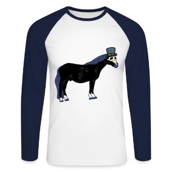 Medieval Plague Horse Horses Ross Horse Halloween - Unisex Long Sleeve Baseball T-Shirt - white/navy - Front - Nik (191cm)