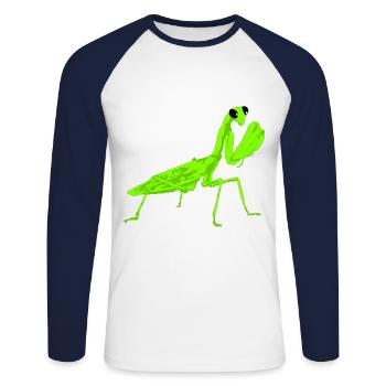 Gottesanbeterin Mantis Religiosa Instekt - T-shirt baseball manches longues Homme - blanc/marine - Devant - Nik (191cm)