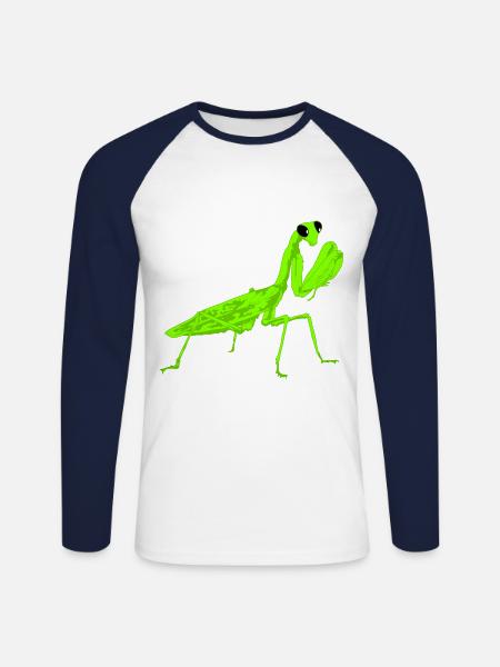 Worshiper Mantis Religiosa Instekt - Unisex Long Sleeve Baseball T-Shirt - white/navy